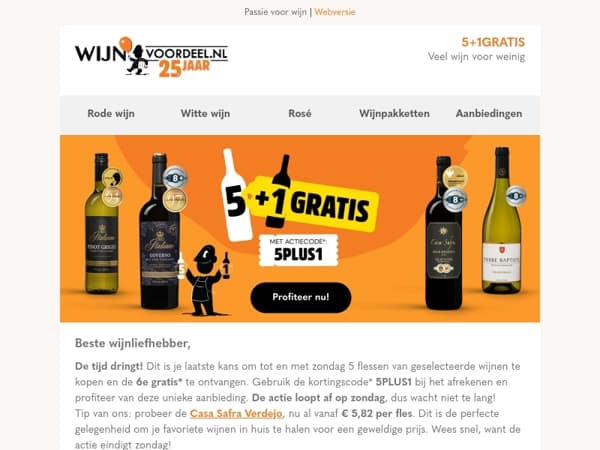 Dit is je laatste kans: 6 flessen voor de prijs van 5!