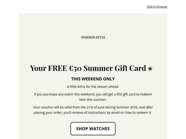 Your FREE €50 Summer Gift Card ☀️