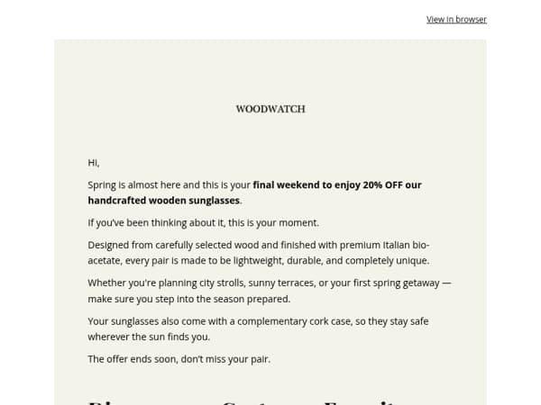 Last weekend! 20% OFF on Sunglasses 🕶️