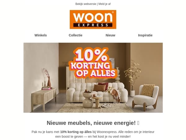 🎉10% korting op álles bij Woonexpress!