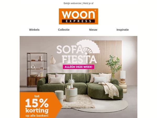 Alleen deze week nog: tot 15% korting op alle banken!