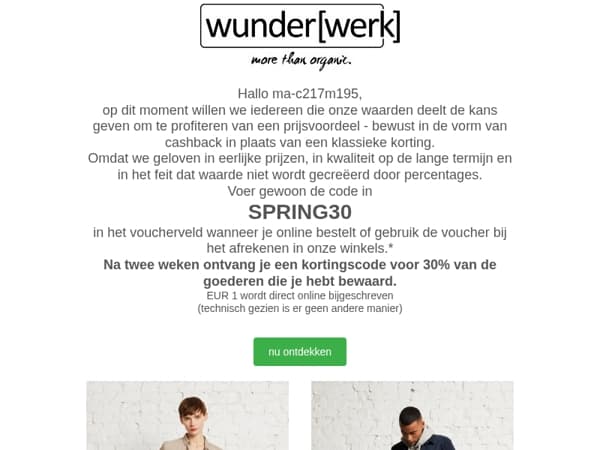 Alleen tot vrijdag: 30% Cashback ma-c217m195