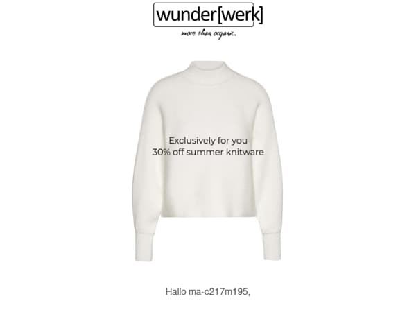 Laatste dag: 30% korting op alle zomerse gebreide kleding, ma-c217m195