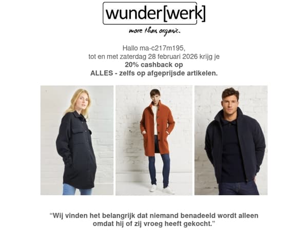 20% cashback op uw aankoop, ma-c217m195