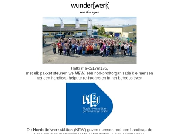 Onze snelle verzending met toegevoegde sociale waarde.