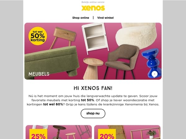 XENOMENIA: Tot 50% korting op meubels