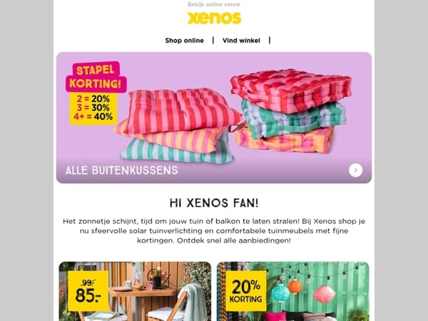 Tot wel 40% korting op buitenkussens