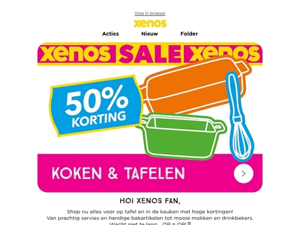 SALE: koken en tafelen tot 50% korting