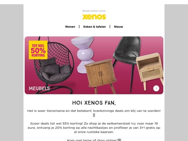 Tot wel 55% korting op meubels en woondecoratie