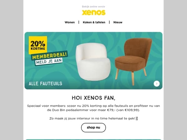 20% op fauteuils: Alleen voor members✨