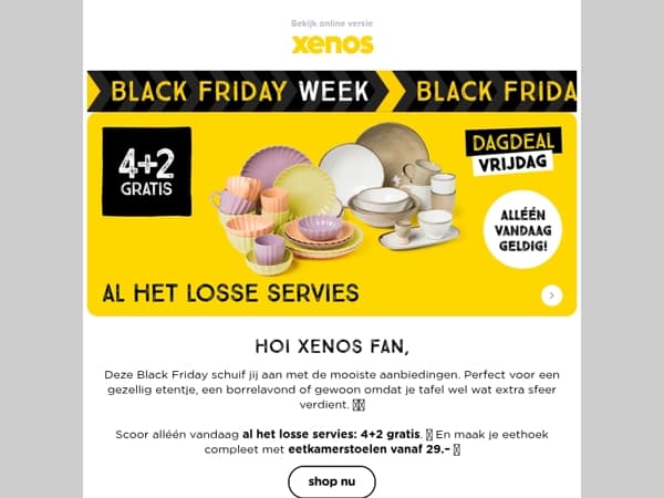 Black Friday dagdeal: 4+2 gratis op servies 💛🖤