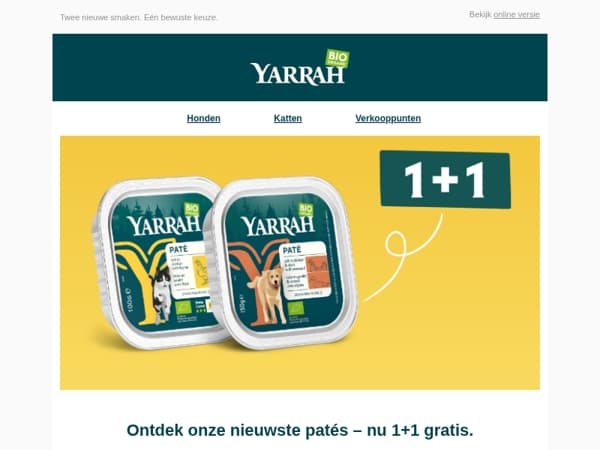 Nieuw in de voerbak: 1+1 gratis op onze biologische patékuipjes