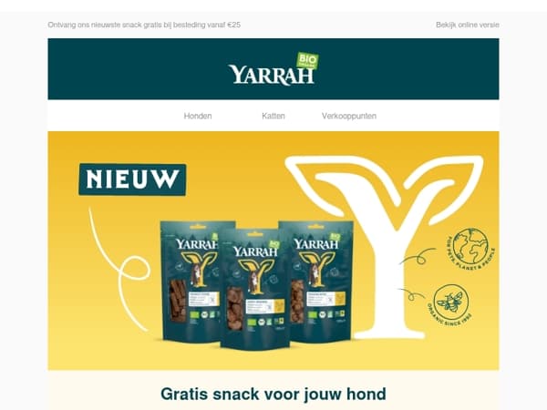 Ontvang ons nieuwste snack gratis bij besteding vanaf €25