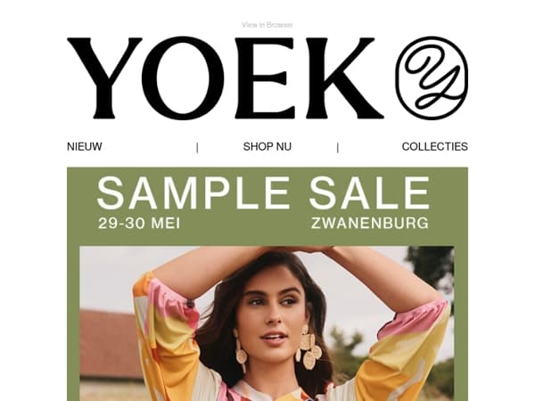 ✉ Mis het niet! Koop nu jouw ticket voor de YOEK Zomer SAMPLE SALE!