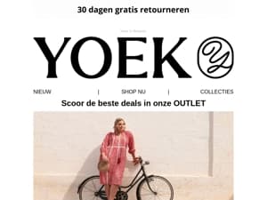 🤩 Extra voordeel: 15% EXTRA KORTING in de YOEK OUTLET