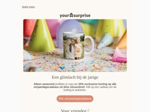 Alléén vanavond nog 20% korting voor de jarige! 🥳