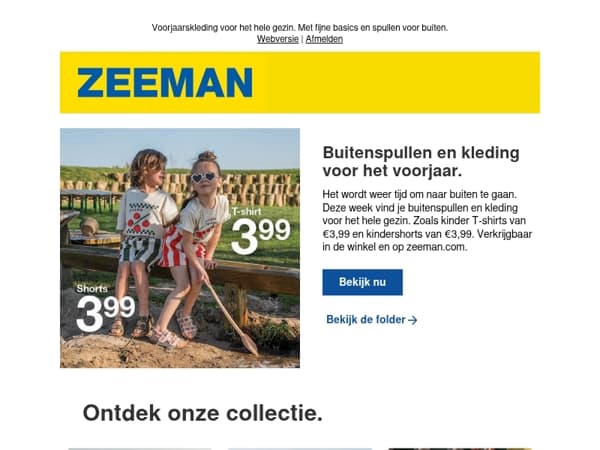 Deze week: buitenspullen en kleding voor het voorjaar.