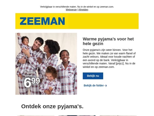 Warme pyjama’s voor het hele gezin