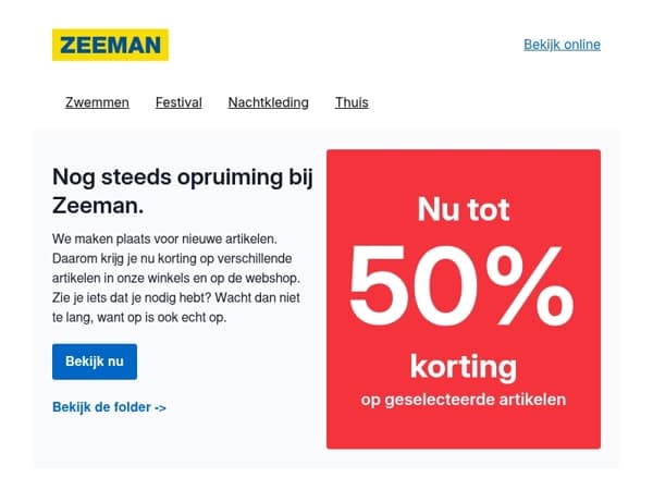 Nog steeds opruiming bij Zeeman
