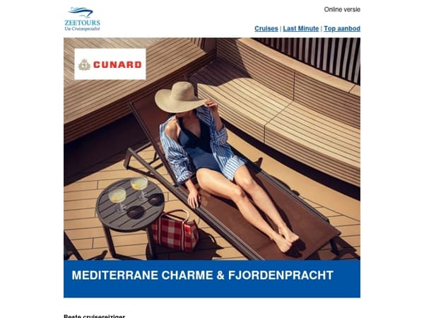 Zomer 2026 met Cunard: waar mediterrane charme en Noorse fjordenpracht samenkomen