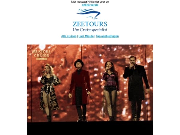 Allerlaatste kans: Boek alleen deze week nog de spectaculaire Zeetours Musical Cruise!