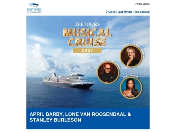 Tromgeroffel… dit zijn de artiesten van de Musical Cruise 2027