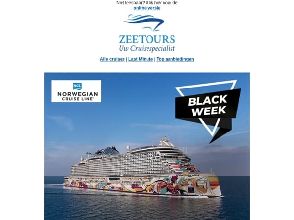 50% korting op alle cruises bij Norwegian Cruise Line