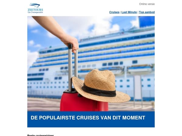 Ontdek welke cruises afgelopen maand het vaakst werden geboekt