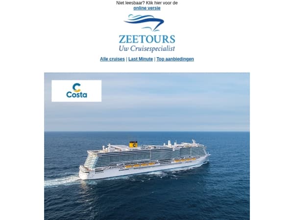 Bevaar de wereldzeeën met Costa Cruises
