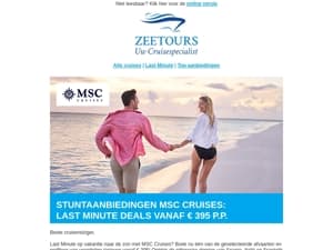 Stuntaanbiedingen MSC Cruises: Last Minute deals vanaf € 395 p.p.