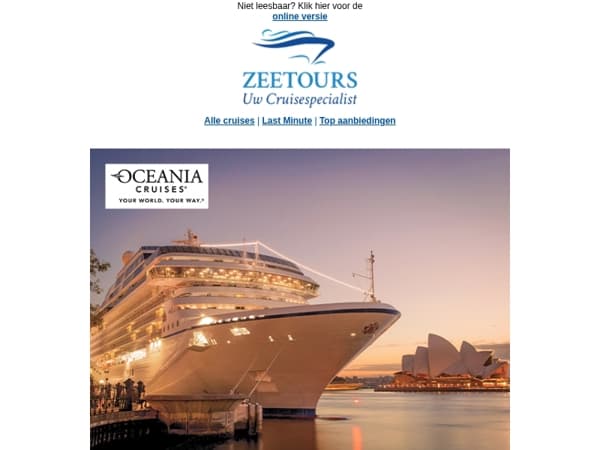 Uitnodiging Oceania Cruises webinar: ontdek deze prachtige rederij in 45 minuten