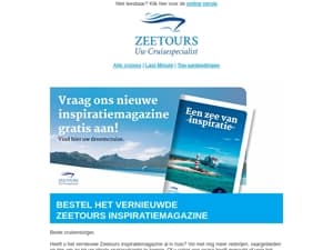 Bestel het Zeetours Inspiratiemagazine nu gratis! ☆