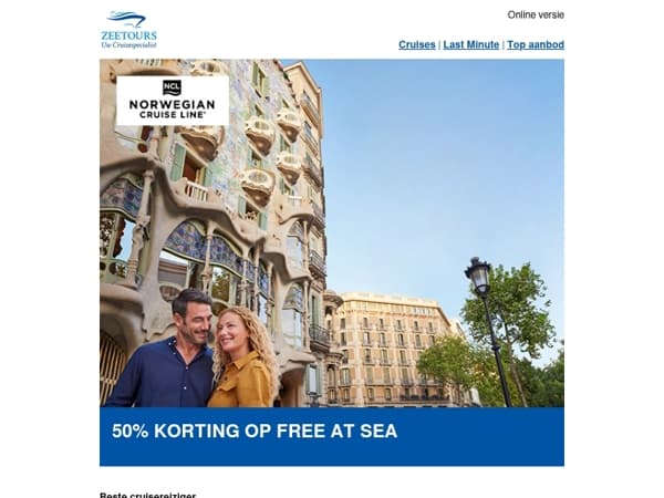 Geniet van 50% korting op Free at Sea tijdens de Flash Sale!
