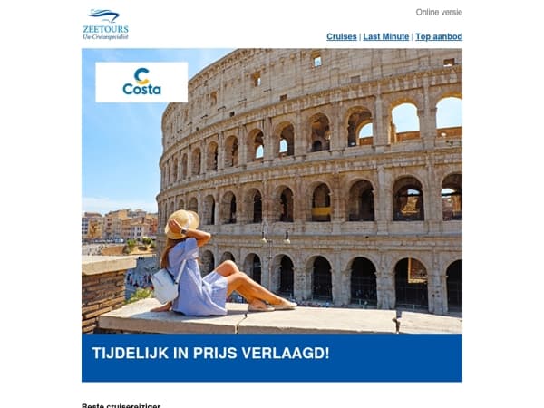 Grijp uw kans: vertrek binnenkort extra voordelig met Costa Cruises