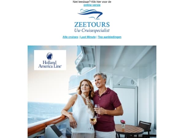 Laatste hutten: Boek nu uw Holland America Line zomervakantie!