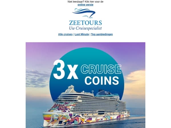 ⚓ Triple Cruise Coins bij NCL – profiteer nu!