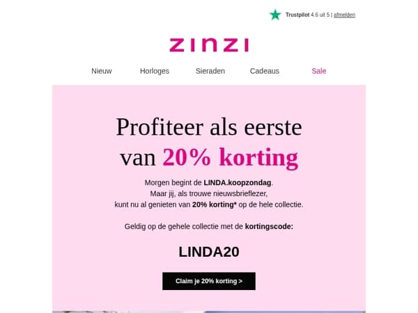 Shop als eerste met 20% korting!