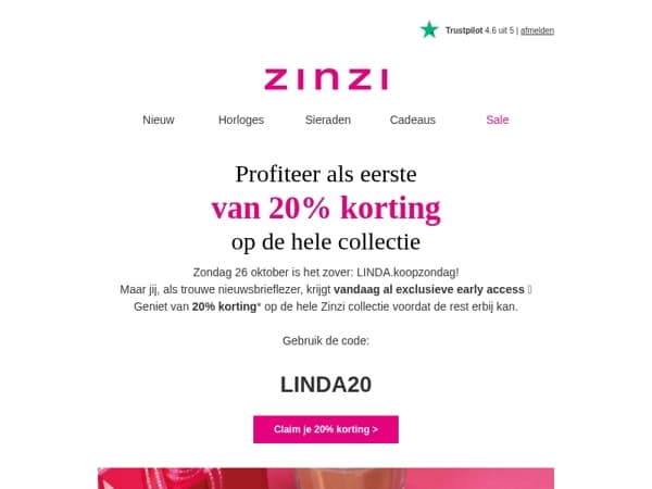 Shop als eerste met 20% korting 🛍️