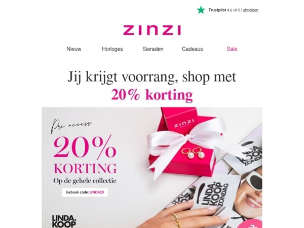 Shop NU als eerste met 20% korting! 🛍️
