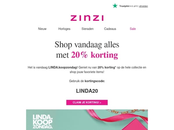 Shop VANDAAG met 20% korting op de gehele collectie! 🛍️