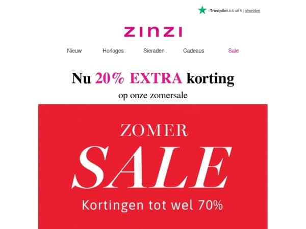 Nú 20% EXTRA korting op de zomer Sale!🔥