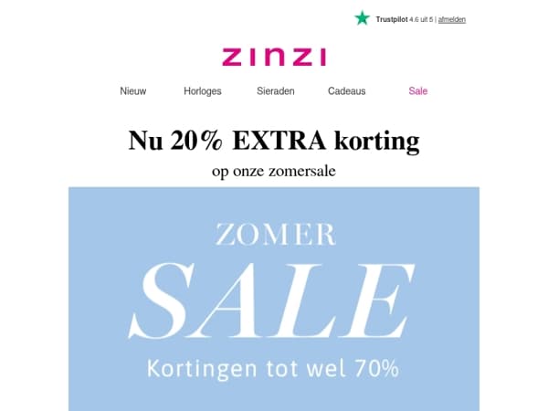 Profiteer nú van 20% EXTRA korting op de zomer Sale! 🔥