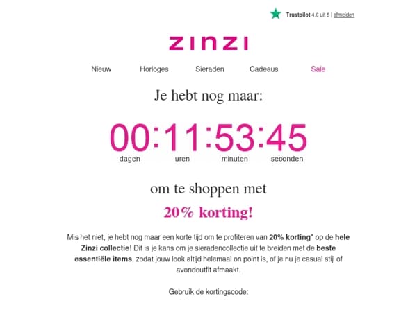 Shop alleen vandaag nog met 20% korting!