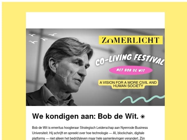 We kondigen aan: Bob de Wit. ☀️