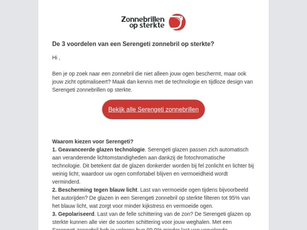 De 3 voordelen van een Serengeti zonnebril op sterkte?