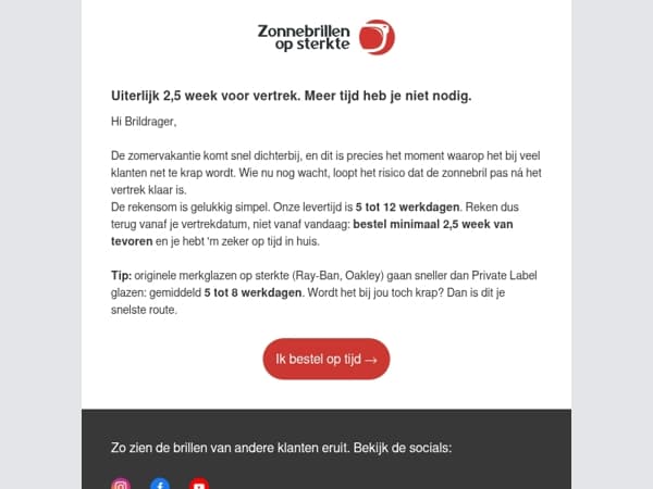Wanneer moet jij uiterlijk bestellen voor je vakantie?