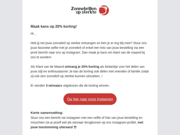 Maak kans op 20% korting
