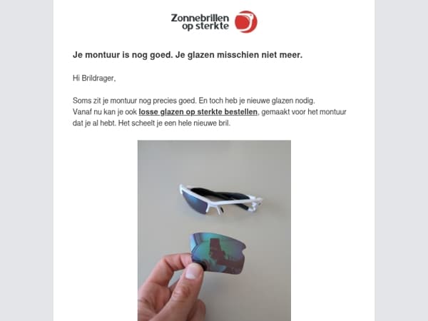 Vanaf nu: losse glazen op sterkte, zonder nieuw montuur