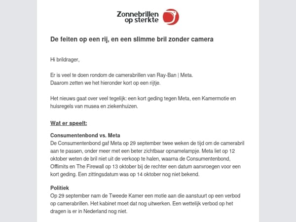 Camerabril verboden? Dit is wat er speelt