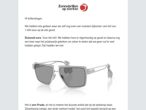 We hebben een bril van €1000 op de site gezet 👀